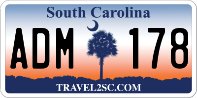 SC license plate ADM178