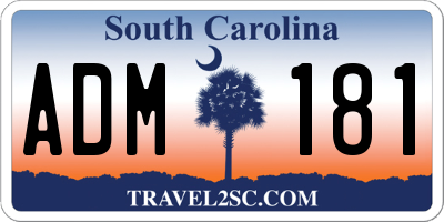 SC license plate ADM181