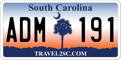 SC license plate ADM191