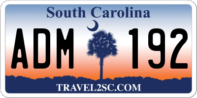 SC license plate ADM192
