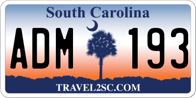 SC license plate ADM193