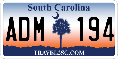 SC license plate ADM194