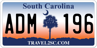 SC license plate ADM196