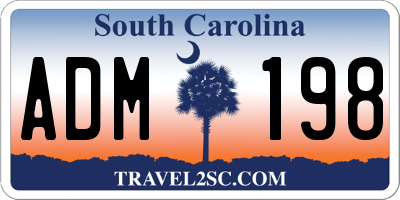 SC license plate ADM198