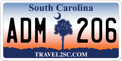 SC license plate ADM206