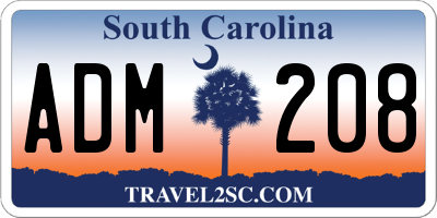 SC license plate ADM208