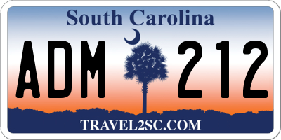 SC license plate ADM212