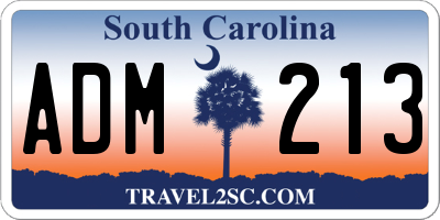 SC license plate ADM213