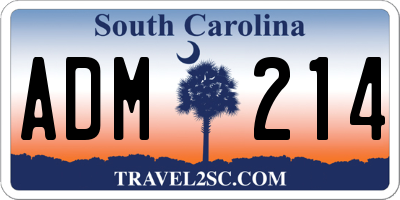 SC license plate ADM214