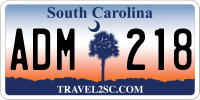 SC license plate ADM218