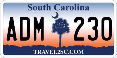 SC license plate ADM230
