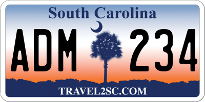 SC license plate ADM234