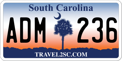 SC license plate ADM236