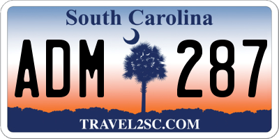 SC license plate ADM287
