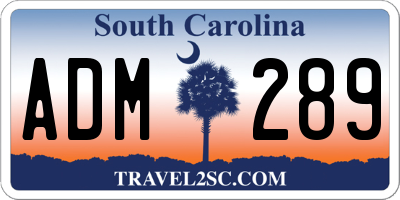 SC license plate ADM289