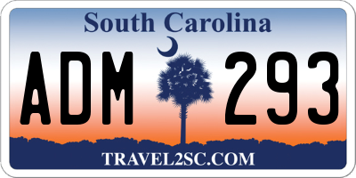 SC license plate ADM293