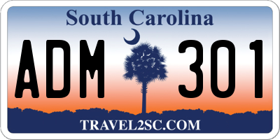 SC license plate ADM301