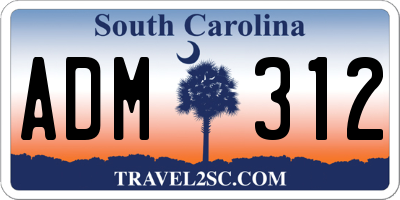 SC license plate ADM312
