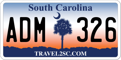 SC license plate ADM326