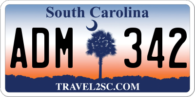 SC license plate ADM342