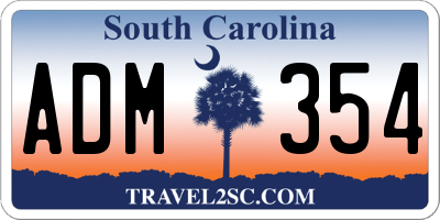 SC license plate ADM354