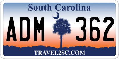 SC license plate ADM362