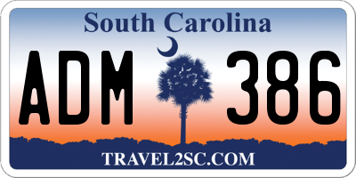SC license plate ADM386