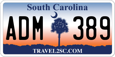 SC license plate ADM389