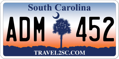 SC license plate ADM452