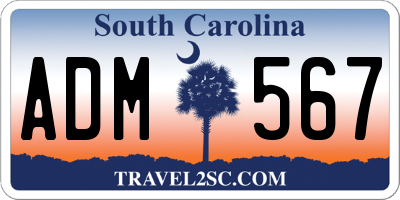SC license plate ADM567
