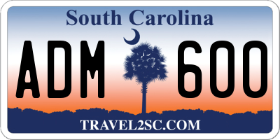 SC license plate ADM600
