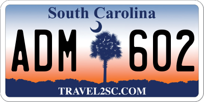 SC license plate ADM602