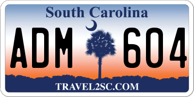 SC license plate ADM604