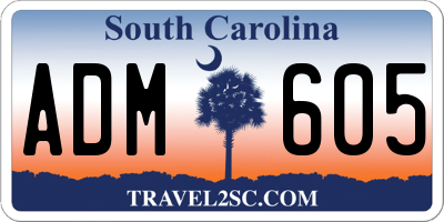 SC license plate ADM605