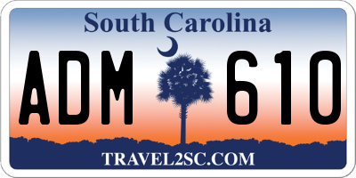 SC license plate ADM610