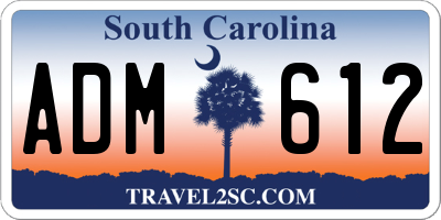 SC license plate ADM612