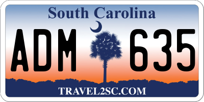 SC license plate ADM635