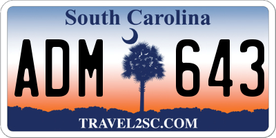 SC license plate ADM643