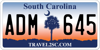 SC license plate ADM645