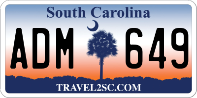 SC license plate ADM649