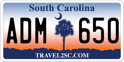 SC license plate ADM650