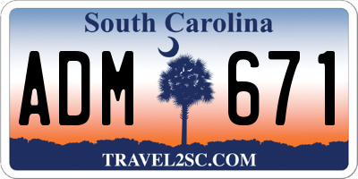 SC license plate ADM671