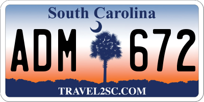 SC license plate ADM672