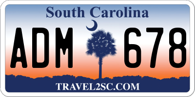 SC license plate ADM678