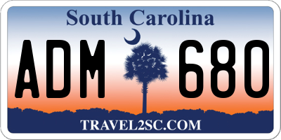 SC license plate ADM680