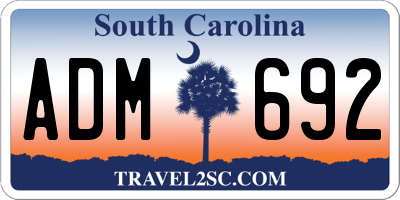 SC license plate ADM692