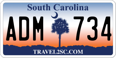 SC license plate ADM734