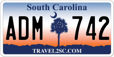 SC license plate ADM742