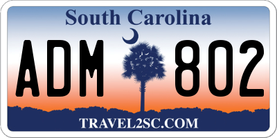 SC license plate ADM802