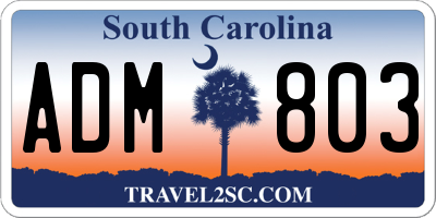 SC license plate ADM803
